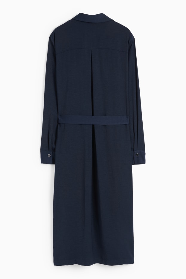 Dames - Blousejurk met riem - donkerblauw