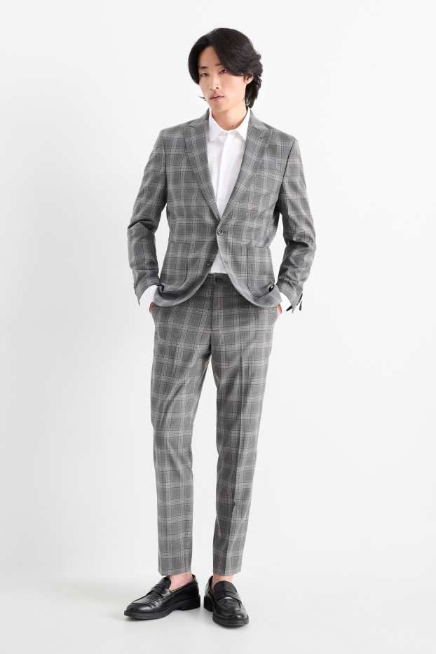 Home - Pantalons combinables - slim fit - Flex - de quadres - gris