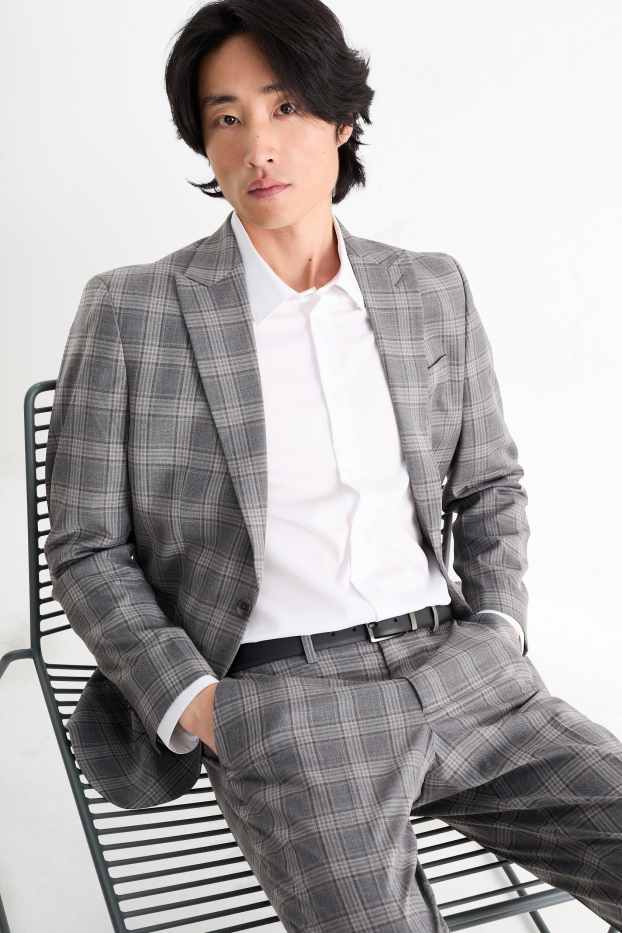 Home - Americana combinable - slim fit - Flex - de quadres - gris