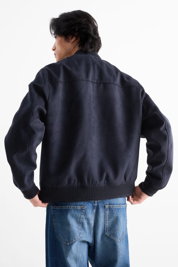 Heren - Blouson - imitatiesuède - donkerblauw