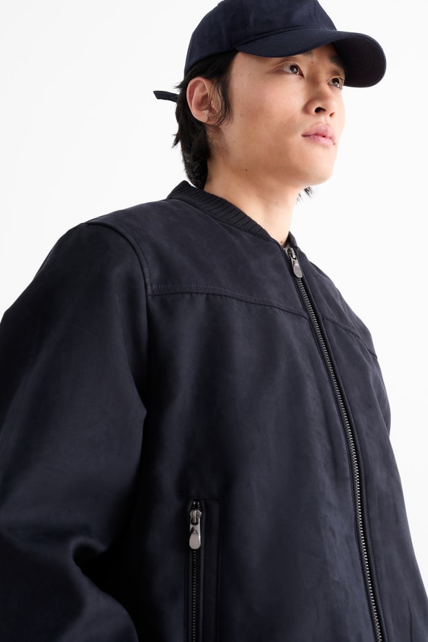 Heren - Blouson - imitatiesuède - donkerblauw