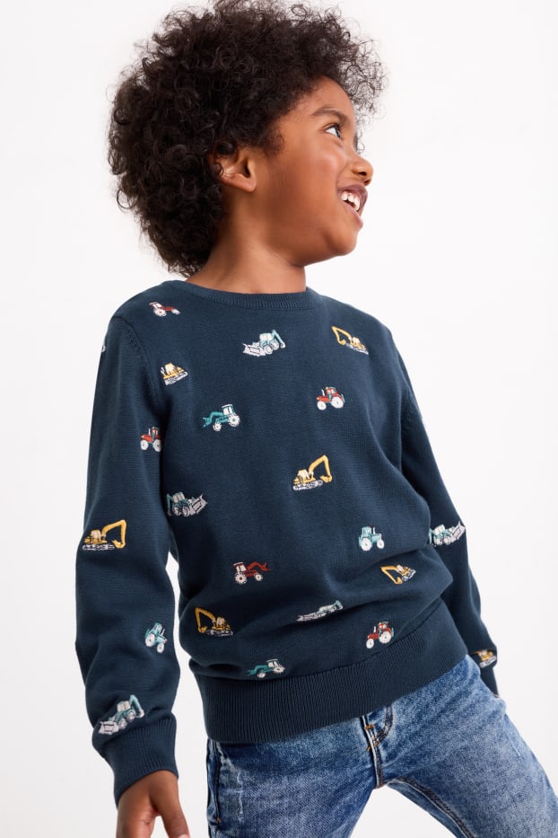 Enfants garçons - Tractopelles et tracteurs - pullover - bleu foncé
