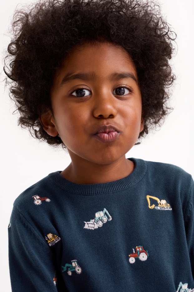 Enfants garçons - Tractopelles et tracteurs - pullover - bleu foncé