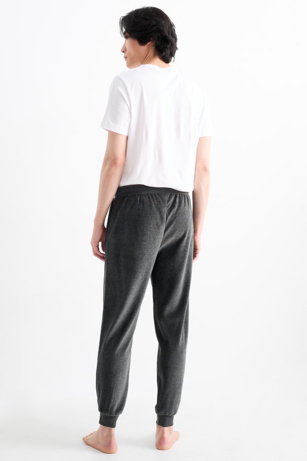 Uomo - Pantaloni pigiama di spugna - grigio scuro