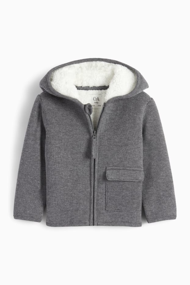 Neonati - Cardigan con cappuccio per neonati - grigio scuro