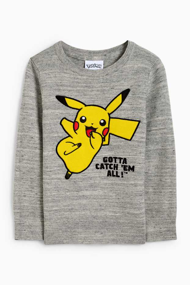 Kinderen: jongens - Pokémon - trui - licht grijs-mix