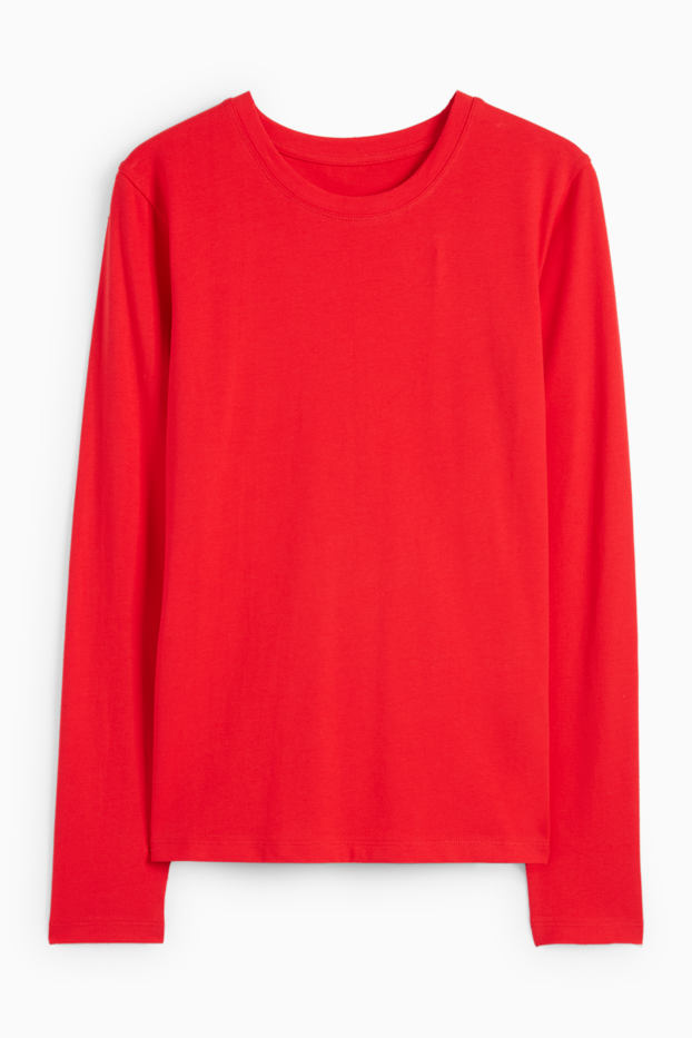 Femmes - Haut basique à manches longues - rouge