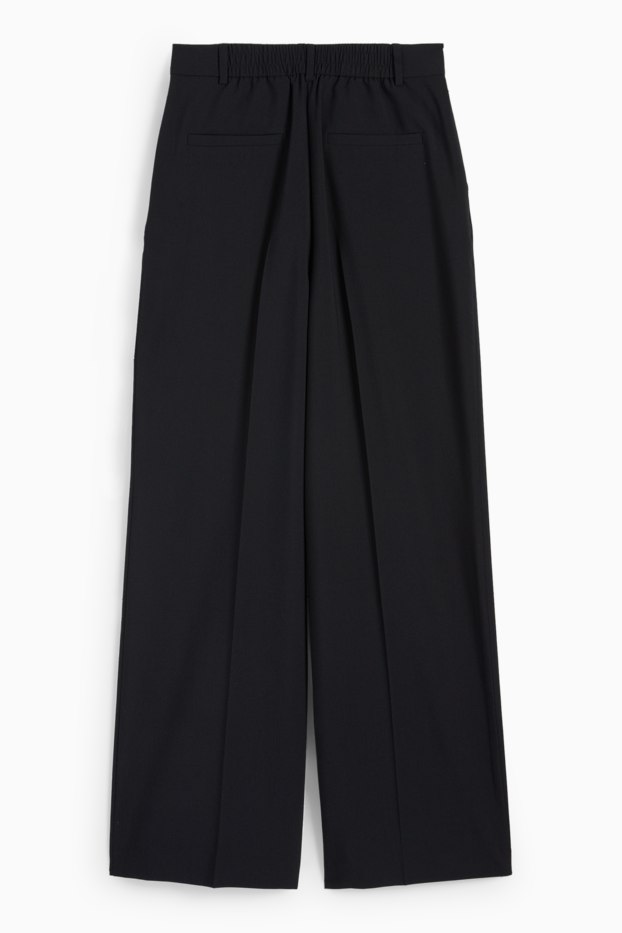 Dames - Pantalon - high waist - wide leg - zwart