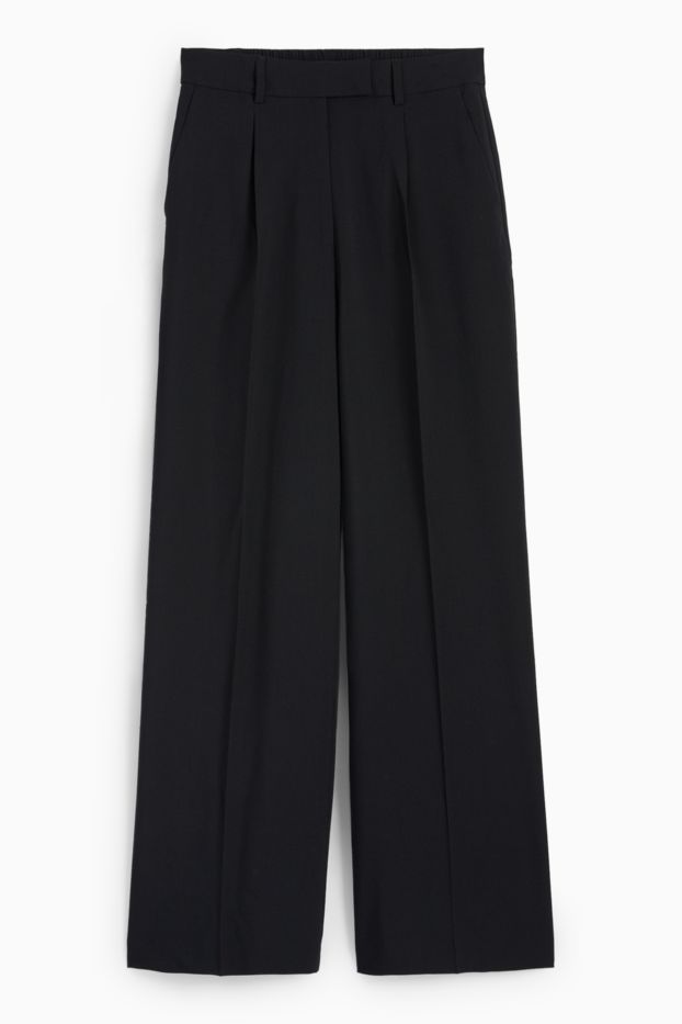 Dames - Pantalon - high waist - wide leg - zwart