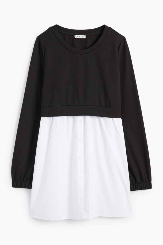 Femmes - Sweat d’allaitement - look 2-en-1 - noir / blanc