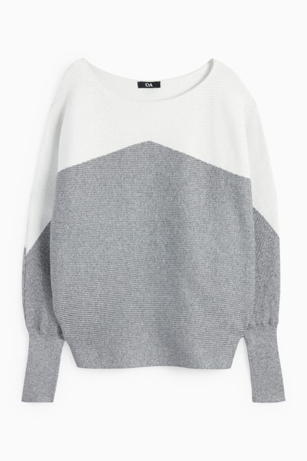 Women - Jumper - ribbed - gray