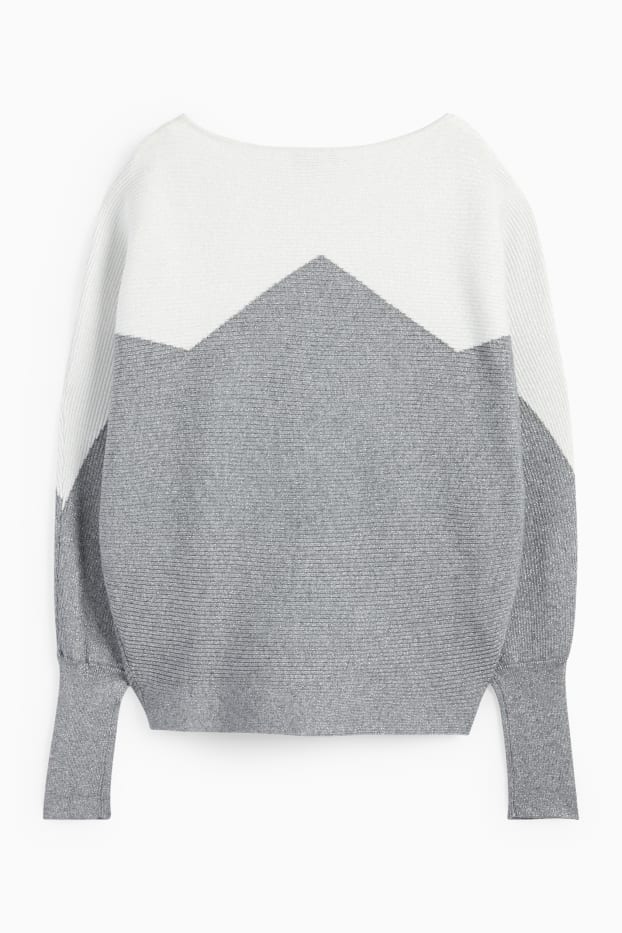 Women - Jumper - ribbed - gray