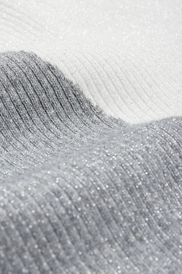 Women - Jumper - ribbed - gray