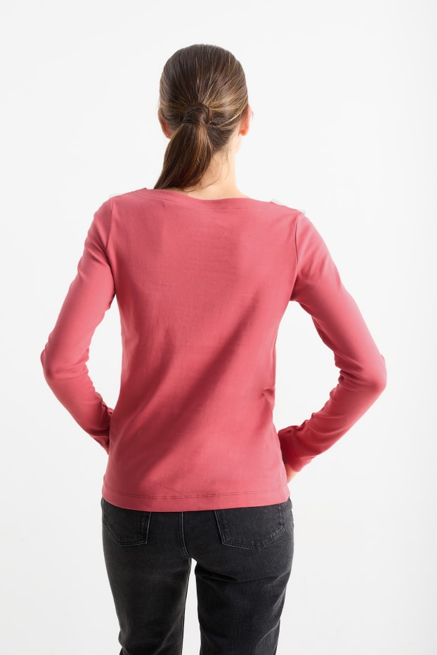 Mujer - Camiseta básica de manga larga - fucsia