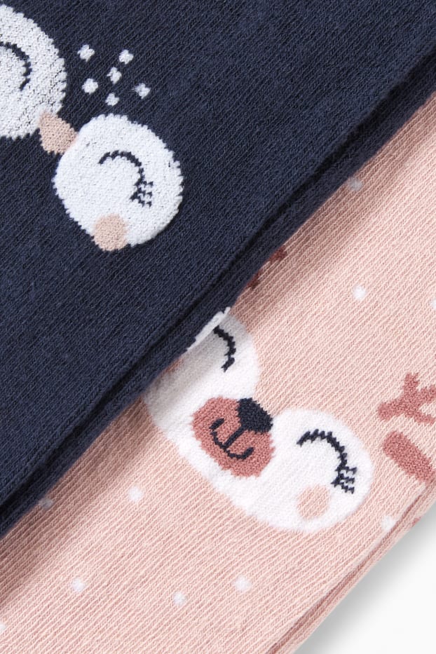Kinderen: meisjes - Set van 2 - pinguïn en reekalfje - maillot - roze / blauw