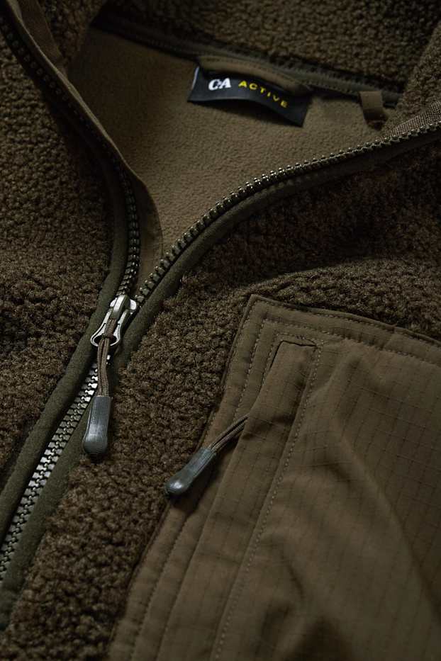 Hommes - Veste en polaire chaude - marron foncé