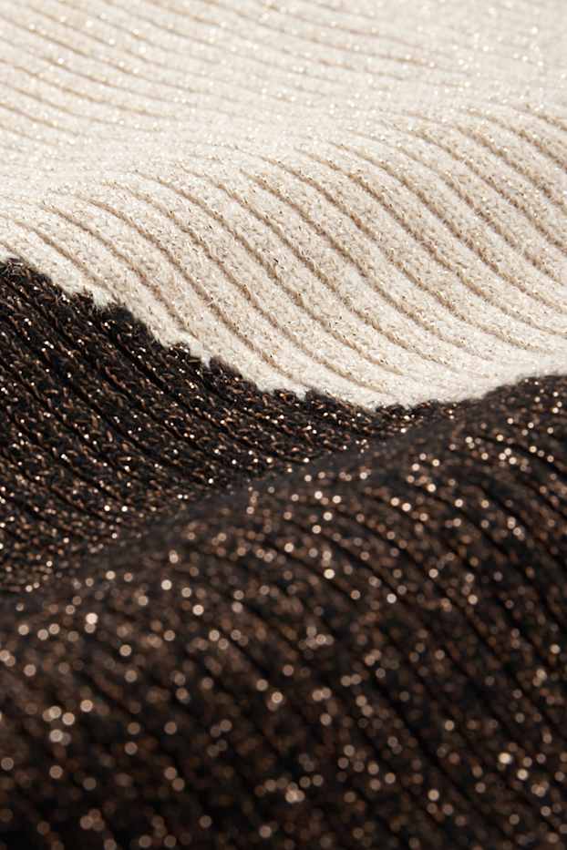 Damen - Pullover - gerippt - silber