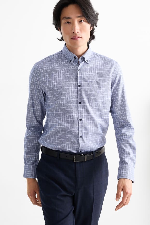 Herren - Businesshemd - Regular Fit - Button-down - bügelleicht - dunkelblau