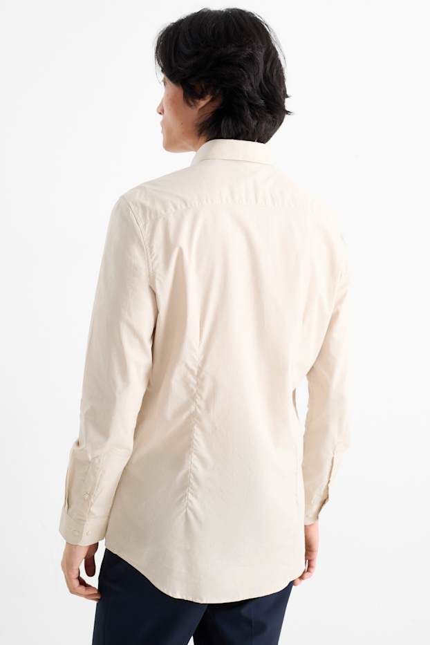 Herren - Businesshemd - Slim Fit - Kent - gepunktet - beige