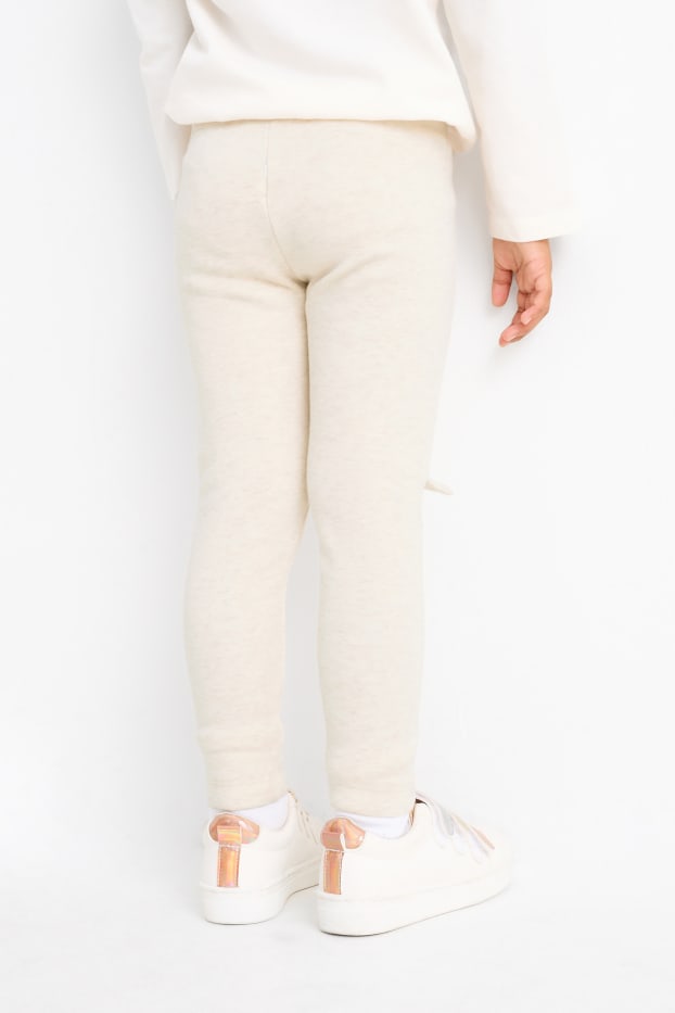 Enfants filles - Lot de 2 - chat et cœur - leggings - beige clair