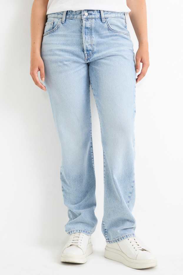 Dámské - Vintage straight jeans - high waist - džíny - světle modré