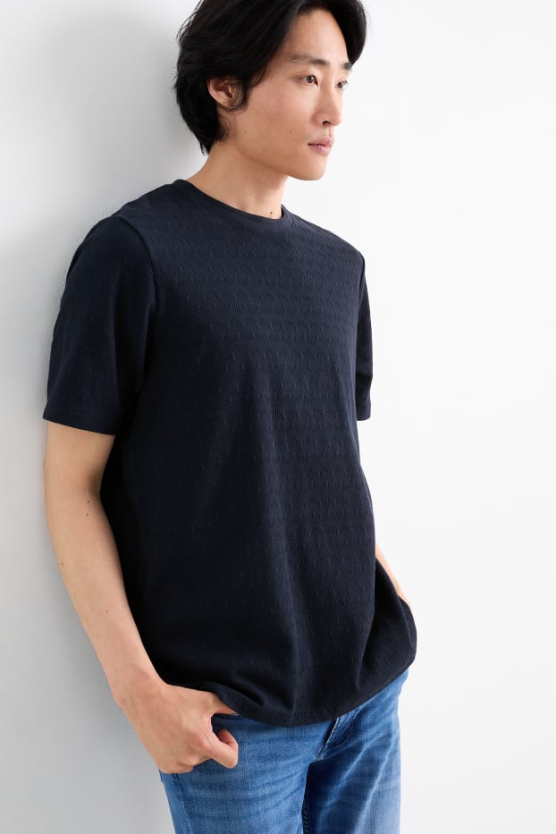 Herren - T-Shirt - strukturiert - dunkelblau