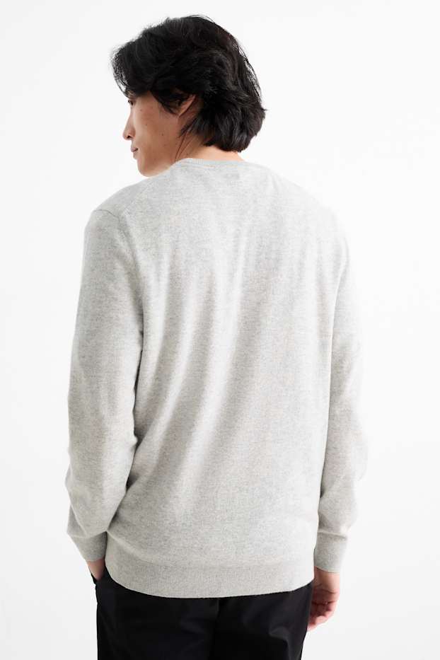 Hommes - Pull en cachemire - gris clair chiné