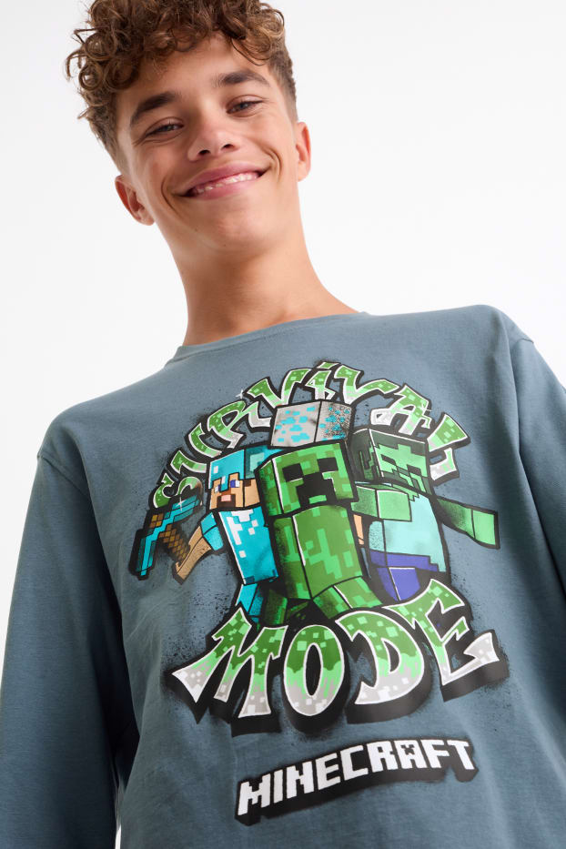 Bambini - Confezione da 2 - Minecraft - maglia a maniche lunghe - turchese