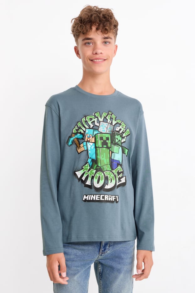 Bambini - Confezione da 2 - Minecraft - maglia a maniche lunghe - turchese
