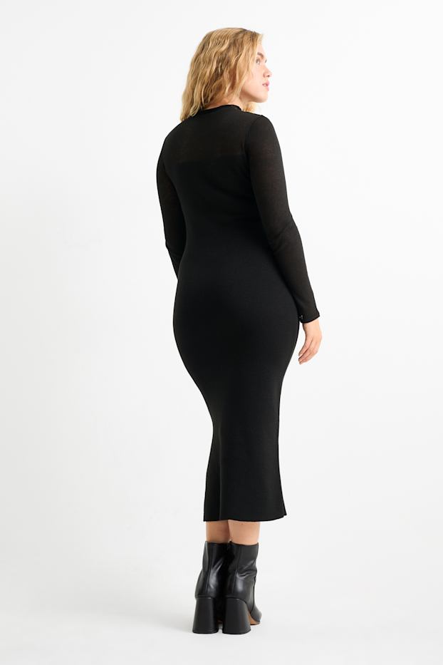Damen - Strickkleid - schwarz