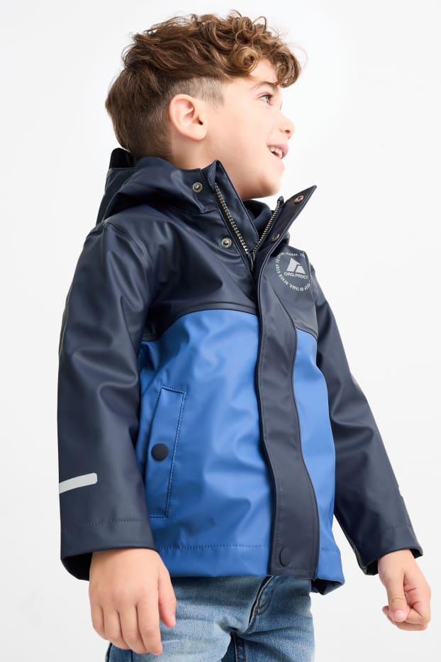 Enfants garçons - Veste de pluie à capuche - imperméable - bleu foncé