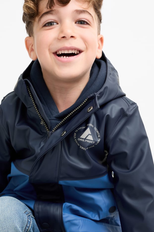 Enfants garçons - Veste de pluie à capuche - imperméable - bleu foncé