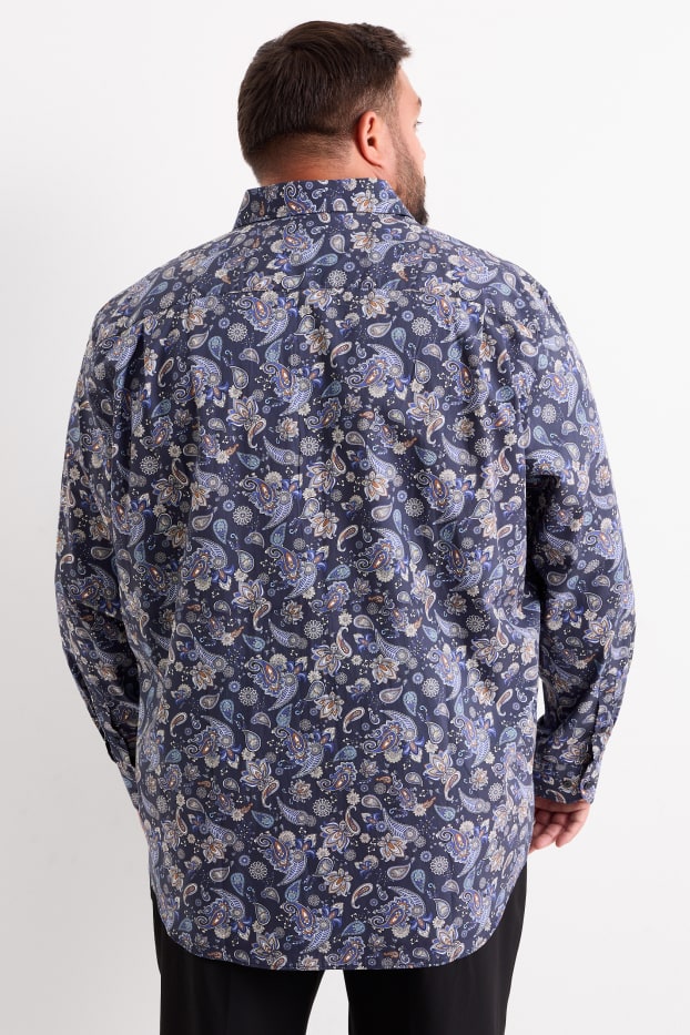 Mężczyźni - Koszula - regular fit - kołnierzyk włoski - dobrze się prasuje - ciemnoniebieski