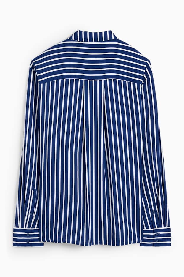 Women - Blouse - striped - dark blue