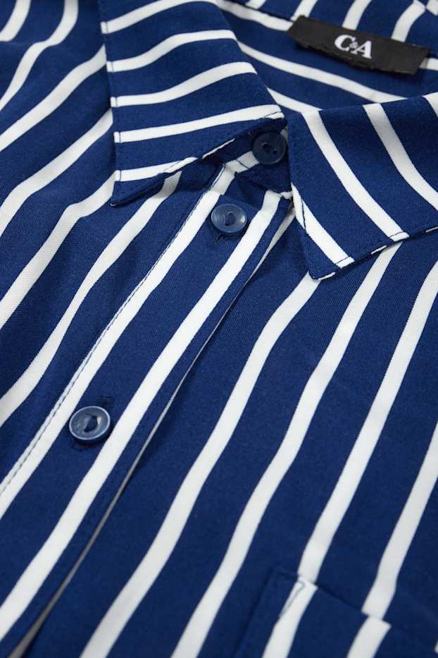 Women - Blouse - striped - dark blue