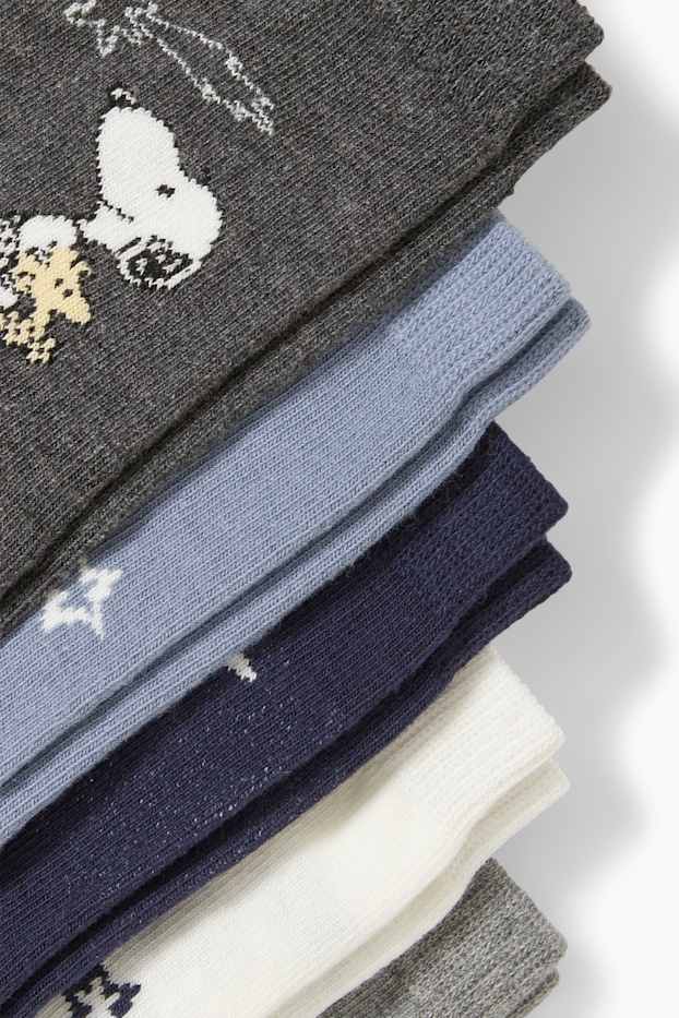 Donna - Confezione da 5 - calze con motivo - Snoopy - grigio scuro