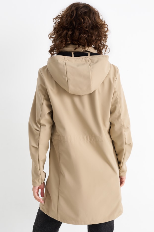 Dames - Softshellmantel met capuchon - waterafstotend - 4 Way Stretch - beige