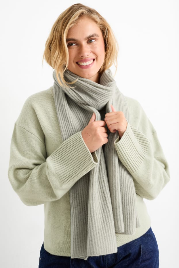 Femmes - Écharpe en maille de cachemire - vert menthe