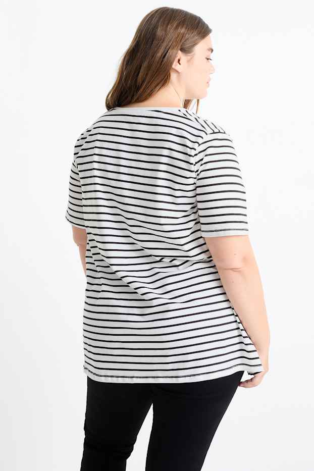 Women - Multipack of 2 - V-neck T-shirt - LYCRA® - black / white