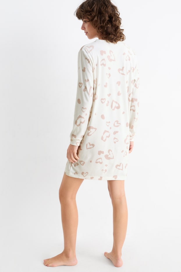 Women - Nightdress - patterned - cremewhite