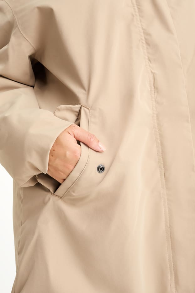 Femmes - Veste de pluie à capuche - imperméable - beige