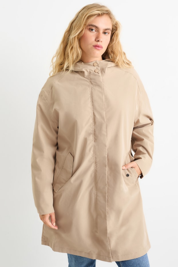 Femmes - Veste de pluie à capuche - imperméable - beige