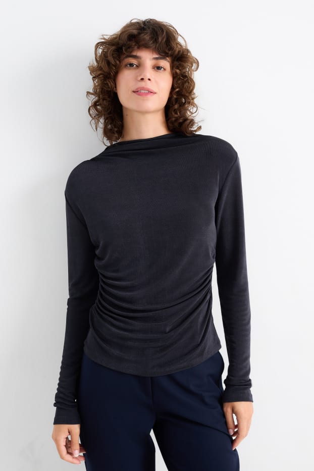 Mujer - Camiseta de manga larga - azul oscuro