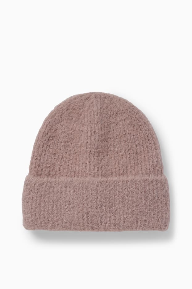 Dames - Beanie - reflecterend - geribd - roze