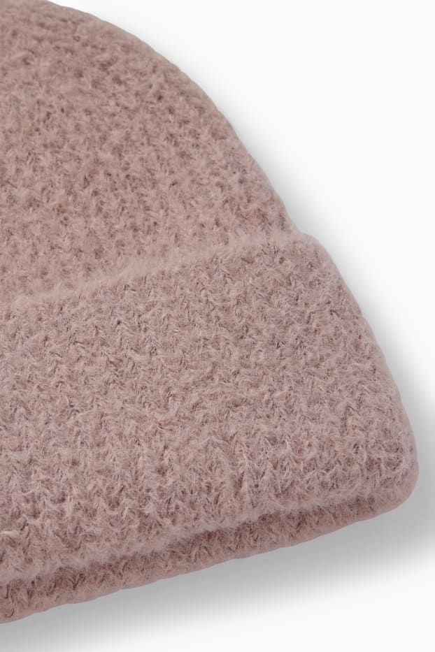 Dames - Beanie - reflecterend - geribd - roze