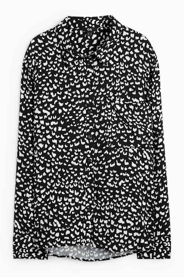 Women - Blouse - patterned - white / black