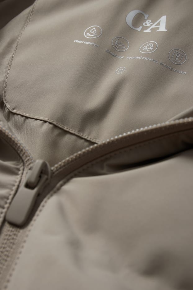 Men - Quilted jacket with hood - water-repellent - gray