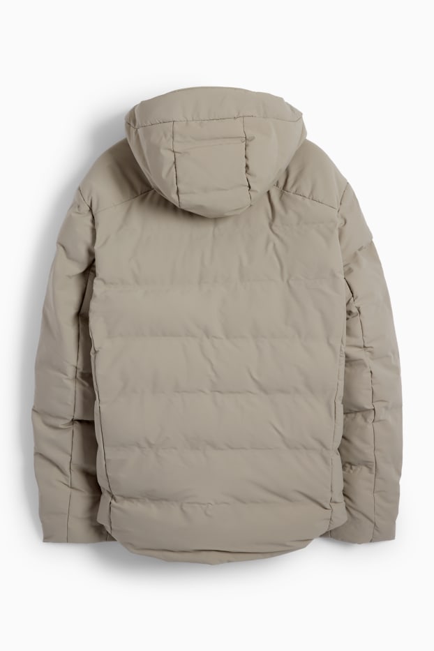Men - Quilted jacket with hood - water-repellent - gray