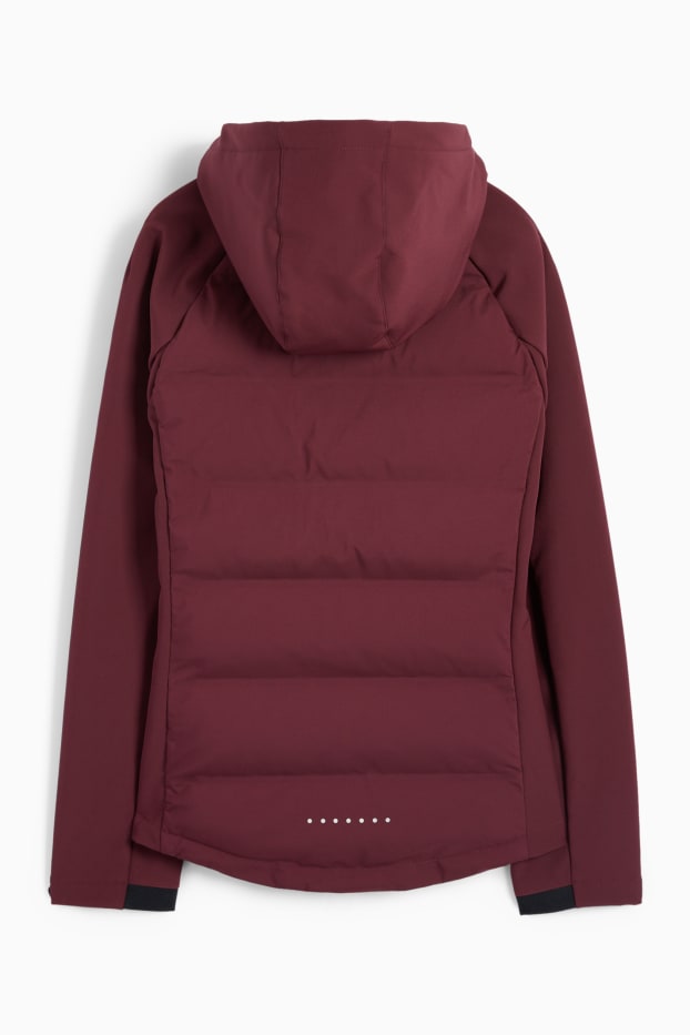 Femmes - Veste softshell chaude à capuche - imperméable - matelassée - bordeaux