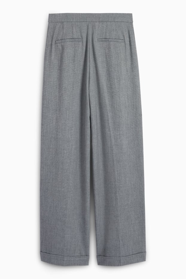 Damen - Business-Hose - High Waist - Wide Leg - grau